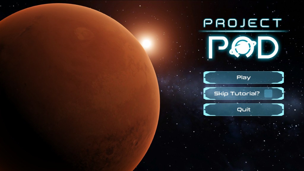 The title screen of Project POD.